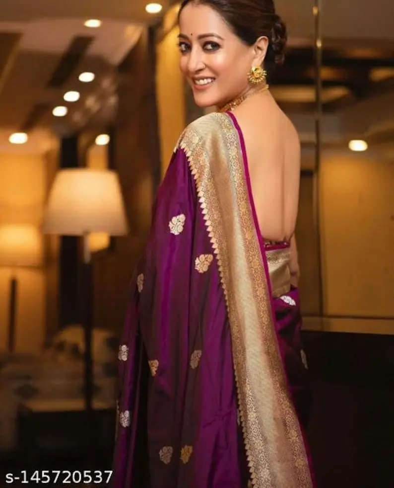 Raima Sen Stunning Looks In Beautiful Violet Saree Sleeveless Blouse